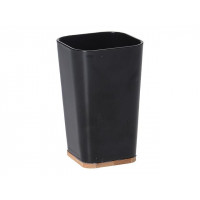 Păhar pentru periuțe de dinți pătrat Bathroom 11cm, bază din bambus, negru, plastic Păhar pentru periuțe de dinți pătrat Bathroom 11cm, bază din bambus, negru, plastic