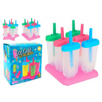Set 6 forme pentru inghetata cu suport, plastic Set 6 forme pentru inghetata cu suport, plastic