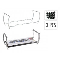 Set suporturi din inox 3buc pentru 4 sticle 43X15X13cm Set suporturi din inox 3buc pentru 4 sticle 43X15X13cm