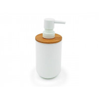 Dozator pentru săpun Tendance Rubber 300ml D7.2cm, capac bambus, alb Dozator pentru săpun Tendance Rubber 300ml D7.2cm, capac bambus, alb