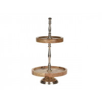 Suport de servire 2 niveluri D20cm H36cm, lemn, metal Suport de servire 2 niveluri D20cm H36cm, lemn, metal