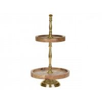 Suport de servire 2 niveluri D20cm H36cm, lemn si metal Suport de servire 2 niveluri D20cm H36cm, lemn si metal