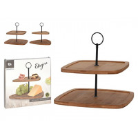 Suport de servire 2 nivele bambus 25X20X23.5cm Suport de servire 2 nivele bambus 25X20X23.5cm