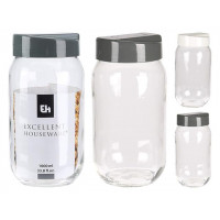 Borcan de sticla cu capac din plastic EH 1l, 18cm Borcan de sticla cu capac din plastic EH 1l, 18cm