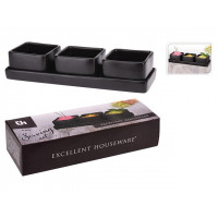 Set pentru aperitiv EH 4buc, 3 boluri si un suport 22X7X4cm, ceramica Set pentru aperitiv EH 4buc, 3 boluri si un suport 22X7X4cm, ceramica