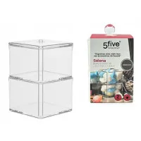 Organizator pentru Cosmetică, 2 sectiuni Five Selena 9.4X9.4X16.7cm, plastic
