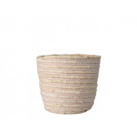 Cos impletit 20X18cm natural, dungi roz Cos impletit 20X18cm natural, dungi roz