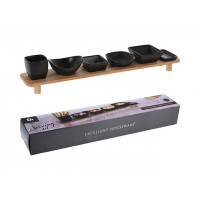 Set pentru aperitiv EH 7unitati, suport din lemn 50X8cm Set pentru aperitiv EH 7unitati, suport din lemn 50X8cm