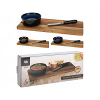 Set pentru aperitiv EH 3unitati, bol 16cm, cutit pentru unt, suport din lemn 30X12cm Set pentru aperitiv EH 3unitati, bol 16cm, cutit pentru unt, suport din lemn 30X12cm