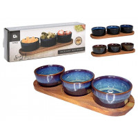 Set pentru aperitiv EH 4unitati, suport din lemn 29X10cm Set pentru aperitiv EH 4unitati, suport din lemn 29X10cm