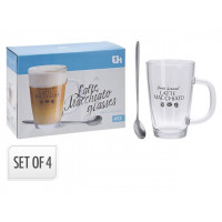 Set cani 2buc, 300ml pentru macchiato+ 2 linguri