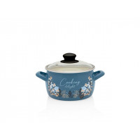 Кастрюля эмалированная Blue 16cm, 2.2l, крышка стекло