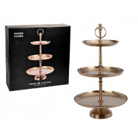 Suport de servire 3 nivele D30cm H50cm, metal, auriu Suport de servire 3 nivele D30cm H50cm, metal, auriu