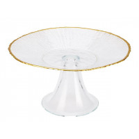 Platou de servire cu picior Golden Rim D21cm, H10cm, sticla Platou de servire cu picior Golden Rim D21cm, H10cm, sticla