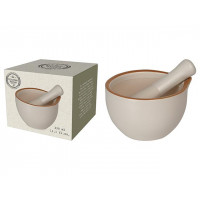 Mojar cu pistil 330ml Brown Rim, ceramica Mojar cu pistil 330ml Brown Rim, ceramica