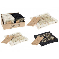 Set suport pentru cani 4 buc10x10cm H&S, din willow/rattan cu margine textila Set suport pentru cani 4 buc10x10cm H&S, din willow/rattan cu margine textila