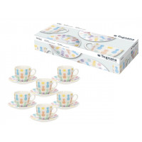 Set cani 6buc,Tognana Wiki pentru cafea cu farfurioare, portelan Set cani 6buc,Tognana Wiki pentru cafea cu farfurioare, portelan