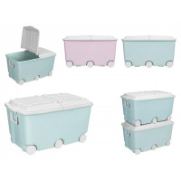 Container pentru jucarii pe roti Plastishka 66.5l, 68.5X39.5X38.5cm, 2 culori Container pentru jucarii pe roti Plastishka 66.5l, 68.5X39.5X38.5cm, 2 culori