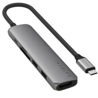 Satechi 6-in-1 USB-C Slim Multiport, USB-C3.2, Out: USB-C PD 75W, 2*USB-A, HDMI 4K@60Hz, Micro/SD,