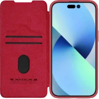 Husă tip carte Nillkin iPhone 15 Plus - Qin Pro, Roșu