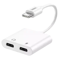 Audio Adaptor Remax RL-LA11a, USB Type-C/USB Type-C, 0,12m, Alb
