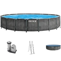 Каркасный бассейн Intex GreyWood Premium, 24311л, Тёмно-серый, 26744