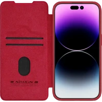 Husă tip carte Nillkin iPhone 15 Pro - Qin Pro, Roșu