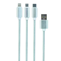 Кабель для зарядки и синхронизации Cablexpert CC-USB2-AM31-1M-G, USB Type-A/Micro USB, Type-C, Lighting, 1м, Белый Кабель для зарядки и синхронизации Cablexpert CC-USB2-AM31-1M-G, USB Type-A/Micro USB, Type-C, Lighting, 1м, Белый