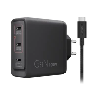 Lenovo USB-C Multi-port 100W GaN Charger, 3xUSB-C; (WxDxH): 70x70x30.5 mm, Weight: 240 g., USB-C cab