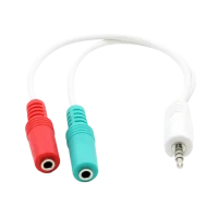 Аудио адаптер Cablexpert CCA-417W, 3.5mm 4-pin (M) - 2x 3.5mm 3-pin (F), 0,2м, Белый
