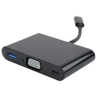 Adaptor Video Cablexpert A-CM-VGA3in1-01, Type-C - , 0,15m, Negru