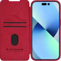 Husă tip carte Nillkin iPhone 15 - Qin Pro, Roșu