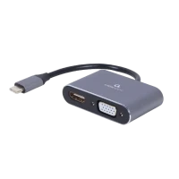 Adaptor Video Cablexpert A-USB3C-HDMIVGA-01, USB Type-C - VGA, HDMI, Gri Adaptor Video Cablexpert A-USB3C-HDMIVGA-01, USB Type-C - VGA, HDMI, Gri