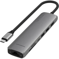 Satechi 7-in-1 USB-C Slim Multiport, USB-C3.2, Out: USB-C PD 80W, USB-A 3.2, HDMI 4K@60Hz, Ethernet