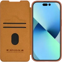 Husă tip carte Nillkin iPhone 15 Plus - Qin Pro, Maro