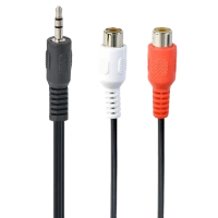 Audio Adaptor Cablexpert CCA-406, 3.5mm 3-pin (M) - 2x RCA (F), 0,2m, Negru