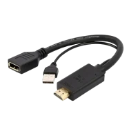 Видеоадаптер Cablexpert A-HDMIM-DPF-01, HDMI (M) - DisplayPort, USB Type-A, 0,1м, Чёрный