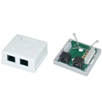1xRJ45+1xRJ11 Surface Box 2 port UTP Cat.5e PCB jack