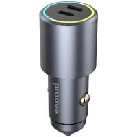 Car Charger Proove Double Energy 50W (Type-C + Type-C) Metal Gray