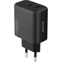 Incarcator Proove, Silicone Power 45W, USB+Type-C, (fara cablu), Black Incarcator Proove, Silicone Power 45W, USB+Type-C, (fara cablu), Black