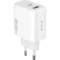 Incarcator Proove, Silicone Power 45W, USB+Type-C, (fara cablu) White