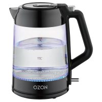 Электрочайник OZON EKC-1705A-GS Чёрный - 2200 Вт | 1.7 л | Нержавеющая сталь, Стекло