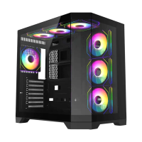 Компьютерный корпус Gamemax HYPE-A Midi-Tower Черный - Без блока питания | Металл,Закаленное стекло