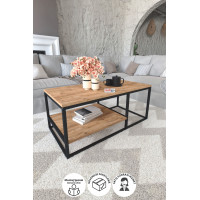 Журнальный столик с 2 уровнями Metal Nex Home, Дуб Журнальный столик с 2 уровнями Metal Nex Home, Дуб