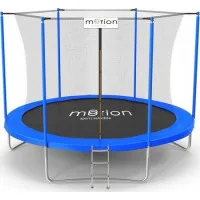 Trambulina de gradina pentru copii, Jumi, 305 cm (10Ft), cu plasa de protectie interioara, cu scara, Negru/albastru