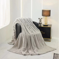 Cuvertura Relaxe Home Striped Fleece 200 x 230 cm Light Grey Cuvertura Relaxe Home Striped Fleece 200 x 230 cm Light Grey