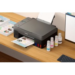 MFD Canon Pixma G2460
MFD A4,  Print, Copy, Scan
Print Resolution: Up to 4800 x 1200 dpi
Print Technology: 2 FINE Print Head (Black and Colour), Refillable ink tank printer
Mono Print Speed: approx. 10.8 ipm
Colour Print Speed: approx. 6.0 ipm
Photo 