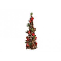 Элемент рождественского декора дерева, красный пластик, коричневый 16x48x16 см.