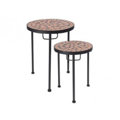 Набор столиков Mozaic металл-камень D30,H38cm, D25,H32cm