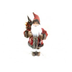 Дед Мороз в красной шубе с елкой и подарками 30cm